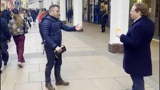 Atheist Confronts Street Preacher With Many Arguments Against The Bible 