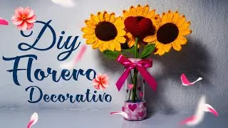 DIY: FLORERO DECORATIVO con FRASCO DE VIDRIO RECICLADO / MANUALIDADES CON RECICLAJE PARA DECORAR