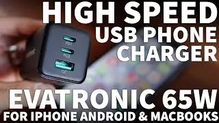 iPhone Fast Charger - Evatronic 65 Watt PD Pioneer USB C Wall Charger for Android and MacBooks