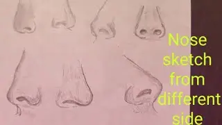 Nose sketch from different side. Nose. Nose art 