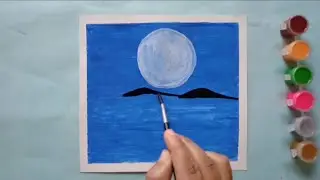 Full Moon Acrylic Painting / Cherry Blossom Tree Painting #video