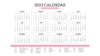 Printable Year 2023 Calendar Templates with Holidays - VL Calendar