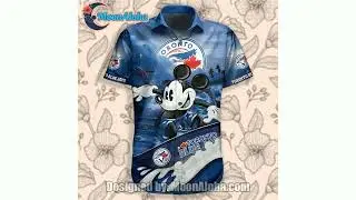 Toronto Blue Jays Mickey Mouse Surfboard Blue Aloha Shirt