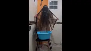 😱LONG HAIR WASHING in a BASIN with BOTTLED WATER 🧜&zwj;♀️ Very Long Hair Care Video🌸Growing my Hair🔥