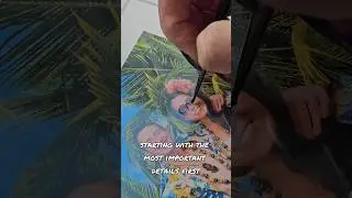 Reverse Glass Painting a Tropical Tiki Portrait | Unique Art Technique!