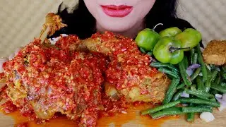 ASMR AYAM KAMPUNG SAMBALADO, OSENG KACANG PANJANG | ASMR MUKBANG INDONESIA