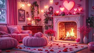 Happy Valentine&rsquo;s Day 24/7 💖🌹 Romantic Fireplace Ambience & Soft Piano Music for Deep Relaxation 🌙