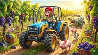 Baby BoBo&rsquo;s Grape Harvest Disaster! Tractor Falls Into Pond & Genius Smart Rescue | MonkeyLife