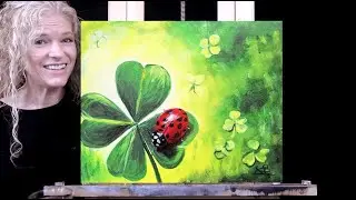 LADYBUG LUCKY- Learn to Draw & Paint with Acrylics- Fun Beginner Animal Paint and Sip at Home Lesson