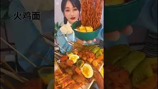 Extreme eating noodle and meatballs #noodles #meatballs