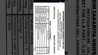 BZU Date Sheet Llb part 1 & 2(5 years)| Noble Mag