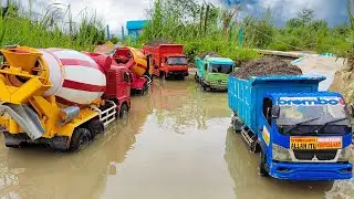 Mobil Truk Oleng Muatan Berat Isuzu NMR Terguling di Jembatan Rc Handmade Canter Fuso Oleng