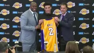Lonzo Ball Lakers Introduction Press Conference, Magic Johnson praises him