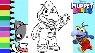 Coloring Disney Muppet Babies Doctor Gonzo and Miss Piggy Coloring Book Page | Sprinkled Donuts JR