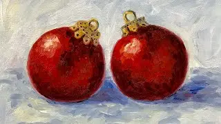 &Ouml;lmalen f&uuml;r Anf&auml;nger: Christbaum-Kugeln f&uuml;r Weihnachtskarte malen