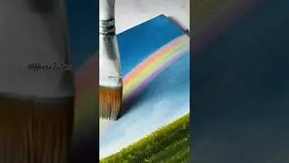 rainbow sky painting💞 acrylic painting on canvas #art #painting #shorts