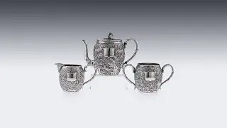 ANTIQUE 19thC CHINESE EXPORT SOLID SILVER TEA SET, WANG HING c.1890 | PUSHKIN ANTIQUES