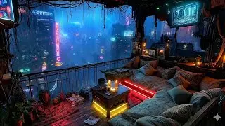 🎵 Open-Air Napping Spot: Sleeping on the Edge of City | Rain &Ambient Music | 4K | 10 hrs