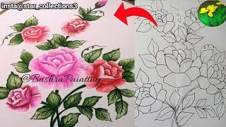 Easy rose painting on fabric|| hand painting on fabric||fabric painting