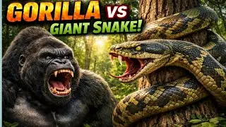 Angry Gorilla vs Giant Snake | Jungle Battle After Monkey Warning | king kong fighting snake