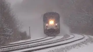Amtrak in Falling Snow on Christmas Eve