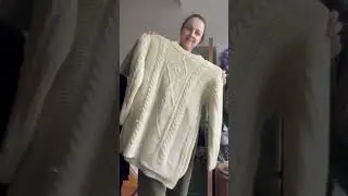 Bottom Up cable sweater worked flat with wool yarn