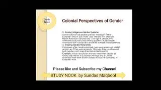 Topic: Colonial and Capitalistic Perspective of Gender