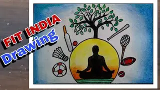 Freedom from Sedentary lifestyle Drawing / Fit India poster / Fit India Drawing