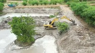 Excavator cat320D GC build the pond in Cambodia