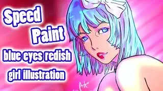 speed paint redish girl with blue eyes - illustration 1
