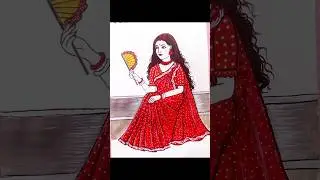 How to draw a girl with beautiful saree|Bengali girl drawing|#shorts #ytshorts #youtubeshorts #art