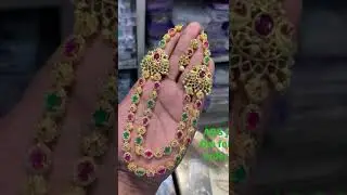 one gram gold beautiful ruby,emerald haram | premium quality gold polish |1gmgoldjewellery | 1699 |