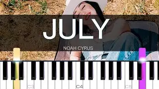 July - Noah Cyrus [Piano Tutorial] | SHEET MUSIC + MIDI 🔥