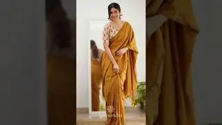 Mustard yellow saree with contrast blouse combination|#saree #fashion @Spoanratlhia3346