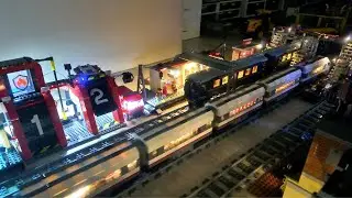 Lego trains with lights take a night tour | 60051 & 60337 in LED City!