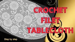 How to Crochet a Filet Tablecloth Tutorial/Step-by-Step Filet Crochet Tablecloth Making Part 39