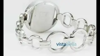 Silver Tone White Round Face CZ Links Fashion Watch from VistaBella.com