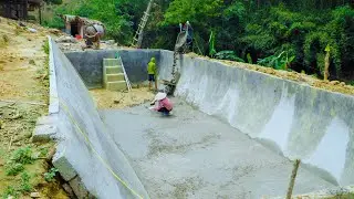 Finish Pouring Solid Pond Foundation For Fish Farming - Building Farming #building #farming #diy