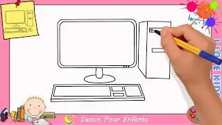Comment dessiner un ordinateur FACILE etape par etape  pour ENFANTS 1