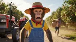 Monkey NaNa’s Longan Harvest Explodes Into Chaos — A Thief Appears and the Farm Erupts! 😱🍈🚜