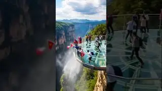 Terrifying Bridge Fall! #GlassBridge #CanyonDisaster #BridgeCollapse #Rockslide #TouristPanic