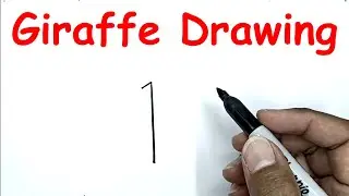 How To Draw A Giraffe Head With Number 1 | Drawing With Number