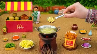 Satisfying Miniature McDonald's French Fries Recipe | Homemade Fried Chicken Cooking Outdoor