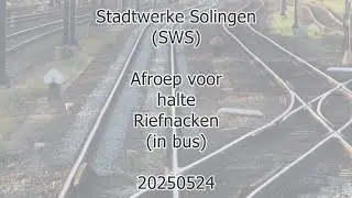 Stadtwerke Solingen (SWS); announcement for bus stop; Riefnacken (20250524)