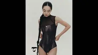 Typha - High-Neck Mesh Brushstroke Print Leotard