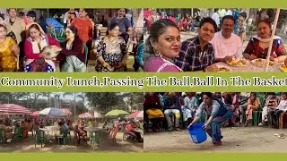 Saraswati Puja Community Lunch || Couple Game Ball In The Basket 🧺 & Ladies Game Passing The Ball 🥎 