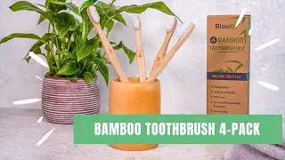 Bamboo Toothbrush Medium Bristles 4-Pack &ndash; Eco-Friendly Biodegradable Toothbrush Set &ndash; BlauKe&reg;