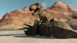 T-REX vs TRICERATOPS & SINOCERATOPS & STYRACOSAURUS - Jurassic World Evolution 2