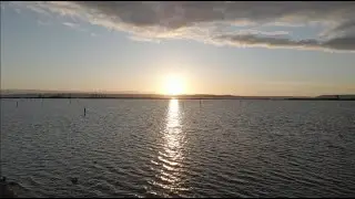 Drone View of Port Gardner Bay in Everett, Washington at sunset