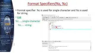 Statement terminator,Format Specifier in C language